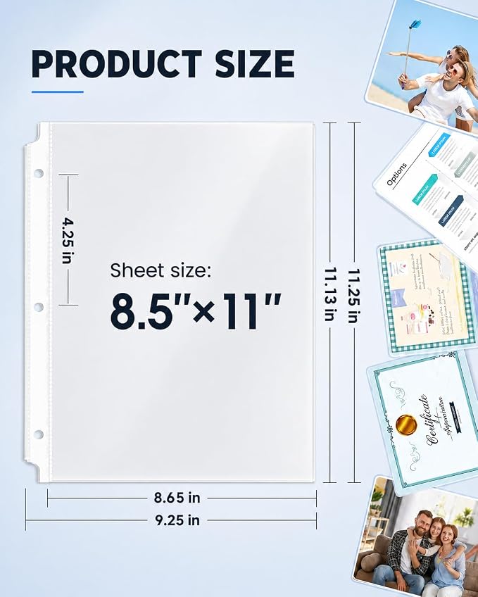 KTRIO Sheet Protectors for 3 Ring Binder 500 Pack, Plastic Sleeves 8.5 x 11 | - Image 7