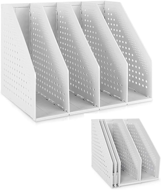 SAYEEC Collapsible Magazine Holder Plastic Desktop 4 Compartment File Desk by SAYEEC