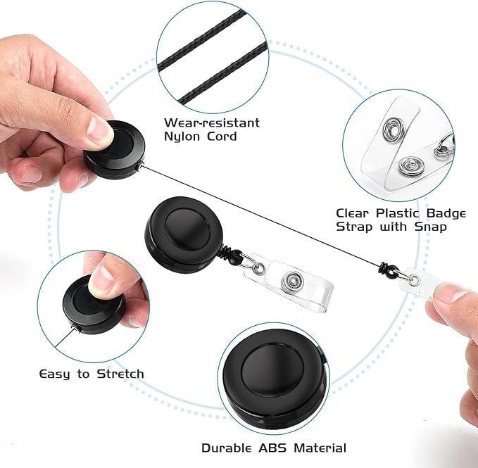 50 Pack Retractable Name Badge Holder Reel - Image 4