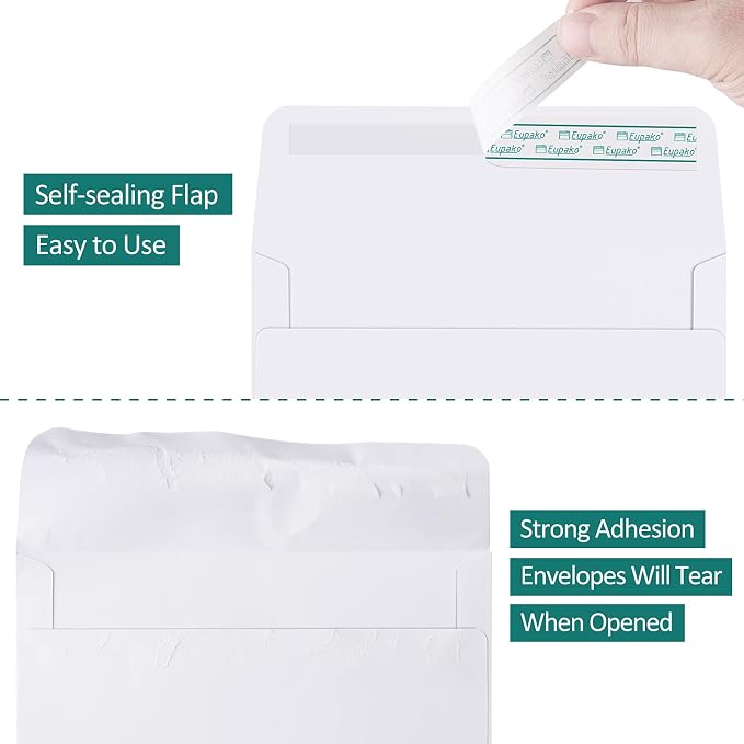 Eupako A4 White Photo Envelopes 4x6, 250 Pack Self Seal Envelopes - Image 3
