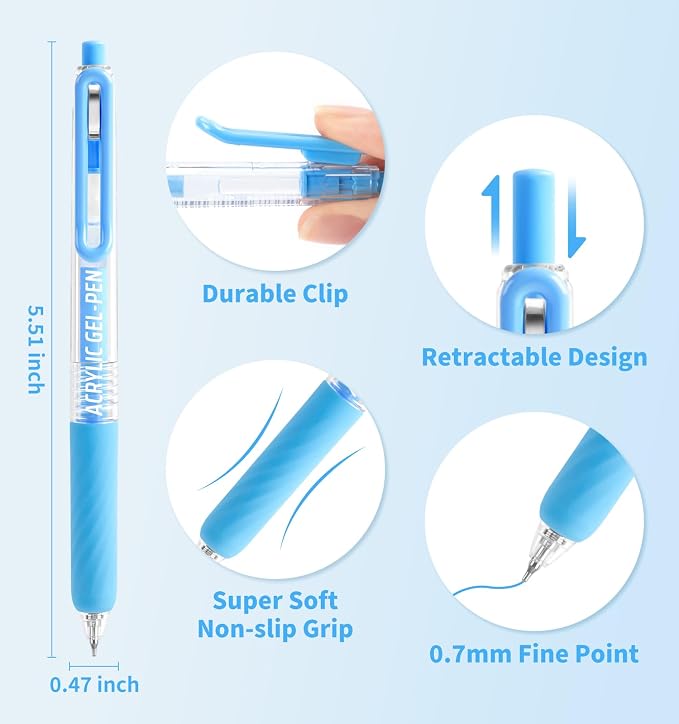 Acrylic Gel Pens For Coloring, 36 Colors Retractable Colored Pens for Black - Image 3