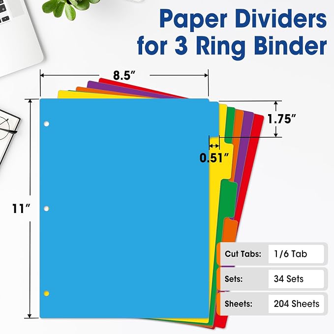 204 Pcs Colored Binder Dividers - Image 2