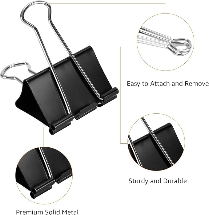 Amazon Basics Sturdy Binder Clips, Office Supplies, Large 2 in, Document - Image 6