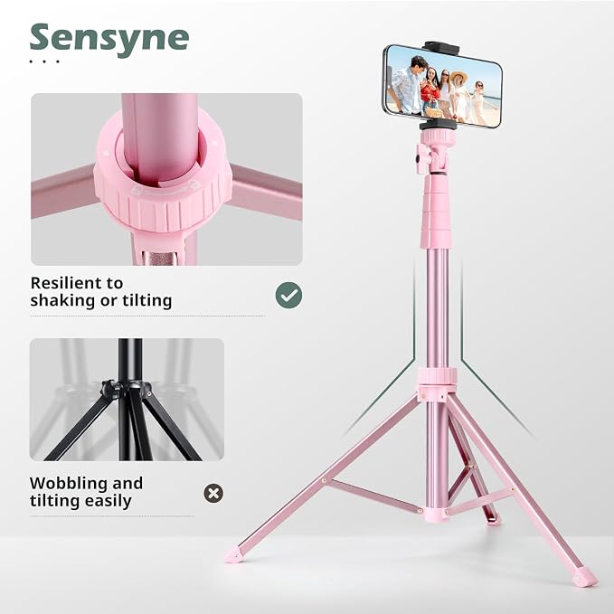 SENSYNE 88" Phone Tripod & Selfie Stick, Extendable Cell Phone Tripod Stand - Image 5