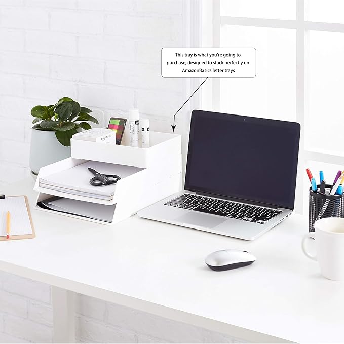 Amazon Basics Rectangular Plastic Desk Organizer - Image 2