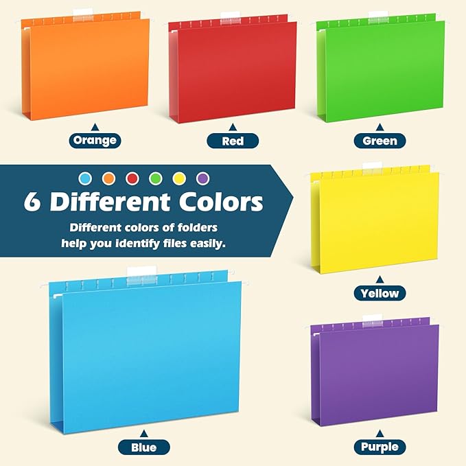 V-Opitos 24 Pack 1 Inch Expansion Hanging File Folders, Letter Size Hanging - Image 6