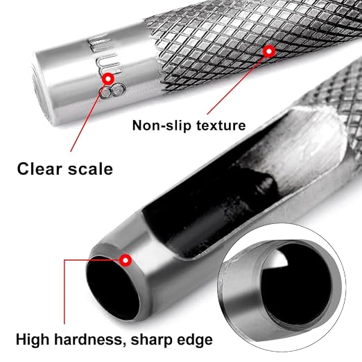 15 Pcs Leather Hole Punch, Hole Punch Set Round Steel Leather Craft Hollow Hole - Image 3