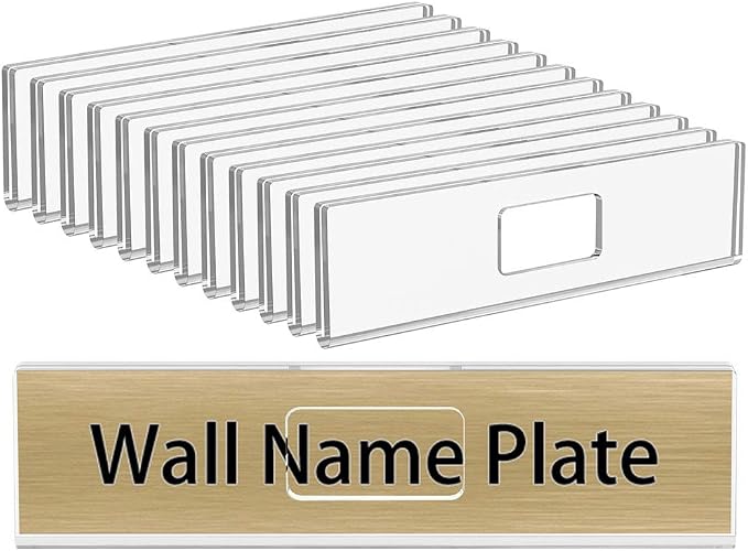 NIUBEE 12 Pack Acrylic Wall Name Plate Holder 2x8 Inch, Door Name Plates Set by NIUBEE