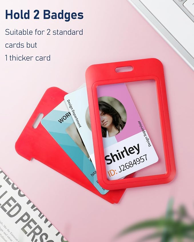 Uniclife 3 Pack Sliding ID Badge Holder Vertical Hard Plastic Case - Image 2