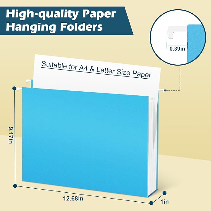 V-Opitos 12 Pack 1 Inch Expansion Hanging File Folders, Letter Size Hanging - Image 3
