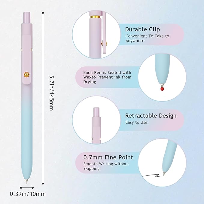 Ddaowanx Gel Pens, 0.7mm Quick Dry Fine Point Smooth Writing Pens, Cute Office - Image 3