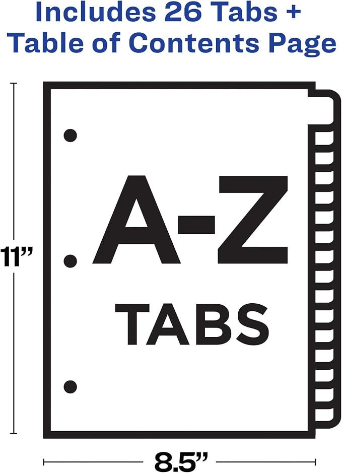 Avery A-Z Dividers for 3 Ring Binders, 26 Tabs per Set, Customizable Table of - Image 5