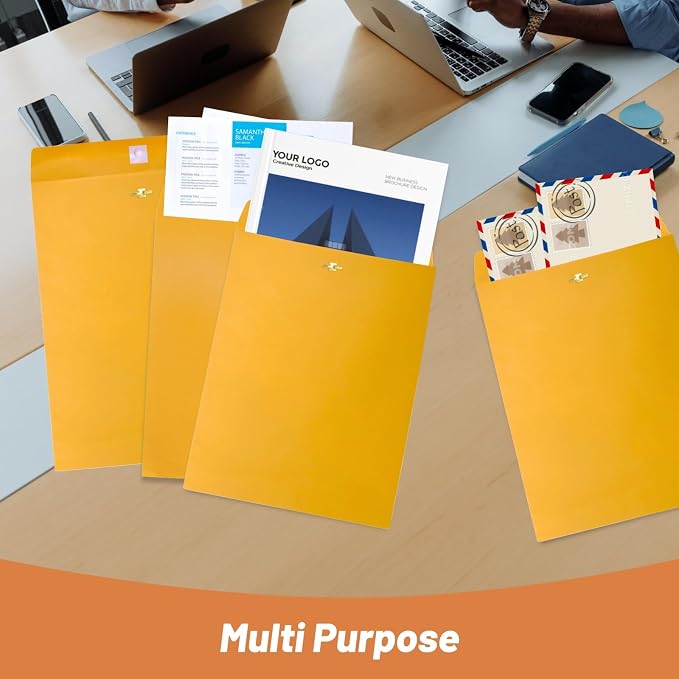 20 Pcs Clasp Envelopes 10x13, Creebe Large Yellow 10 x 13 Manilla Envelopes - Image 6