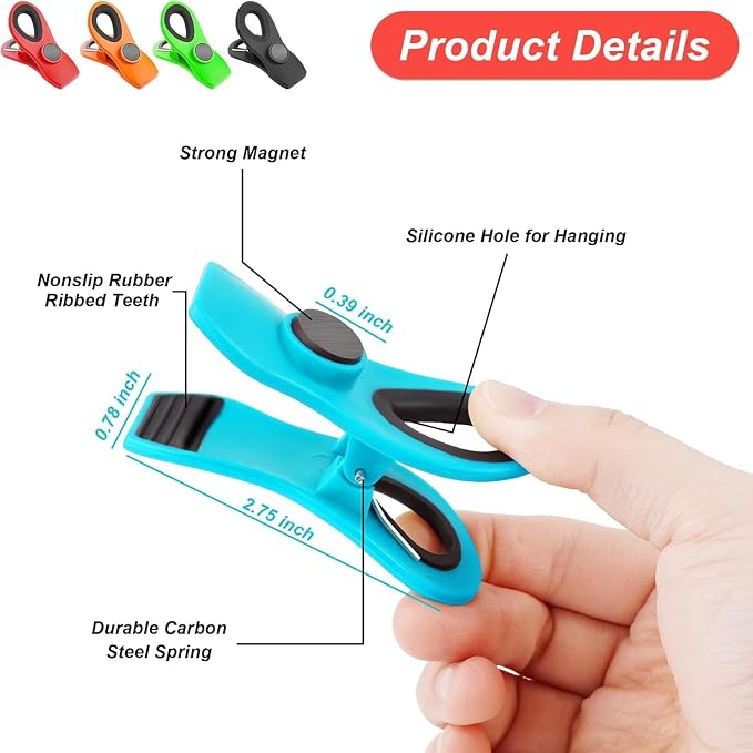 Jetmore 20 Pack Chip Clips, Bag Clips, Magnetic Clip - Image 7