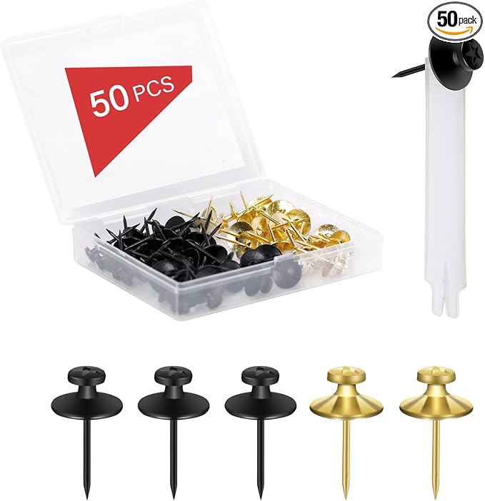 50 PCS Thumb Tacks for Wall Picture Hangers, Double Headed Picture Hanging by BoxedHomeProducts