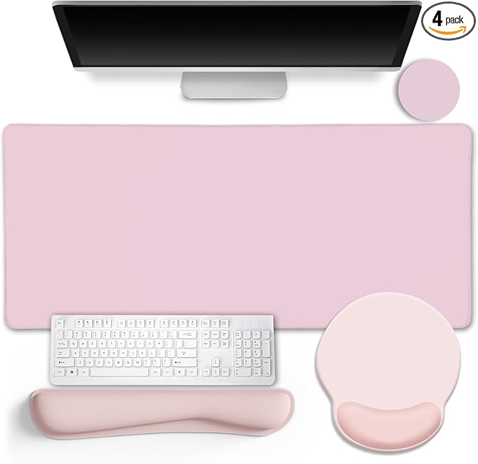 LIMKRIAN Pink Mouse Pad Set, Complete XXL Desk Mat by LIMKRIAN