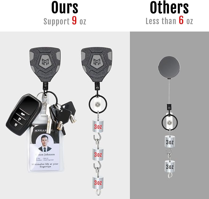 MNGARISTA Heavy Duty Retractable Badge Reel, 8 oz 31.5'' Keychain | heavy duty - Image 3