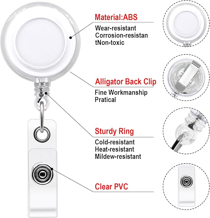 10 Pack Nurse Badge Reel Holder Retractable Nursing ID Badge Reels Cute - Image 7