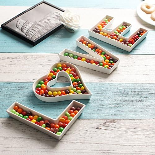 Coffeezone Porcelain Letter Shape Nuts Candy Dish & Plates - Image 6