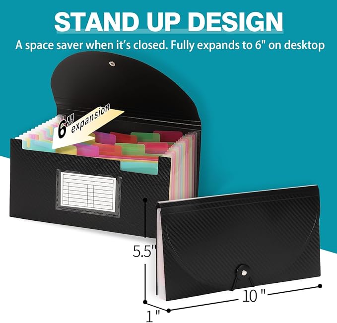 H4D Check Size 13 Pocket Expanding File Folder, Accordion File Organizer Wallet - Image 2