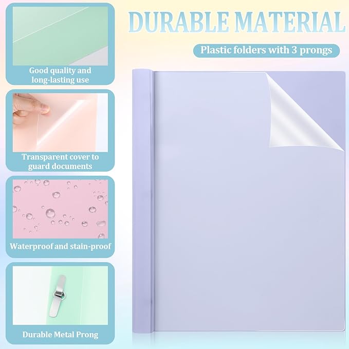 12 PCS Pastel Plastic Report Covers - Image 3