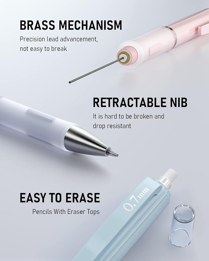 Nicpro 6PCS Pastel Mechanical Pencil Set, Cute Mechanical Pencils 0.5 mm & 0.7 - Image 6