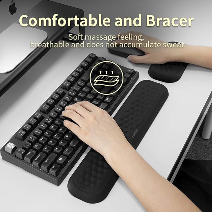 Vaydeer 60%-75% Keyboard Wrist Rest, Memory Foam Hand Rest Support Pad Padded - Image 3