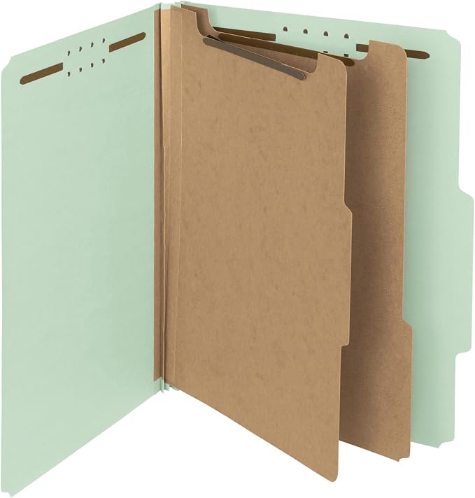 Smead 100% Recycled Pressboard Classification File Folder, 2 Dividers, Letter by SMEAD