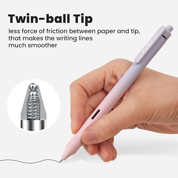 WRITECH Gel Pens Fine Point: 0.5mm Black Ink Retractable 4ct Smooth Writing No - Image 4