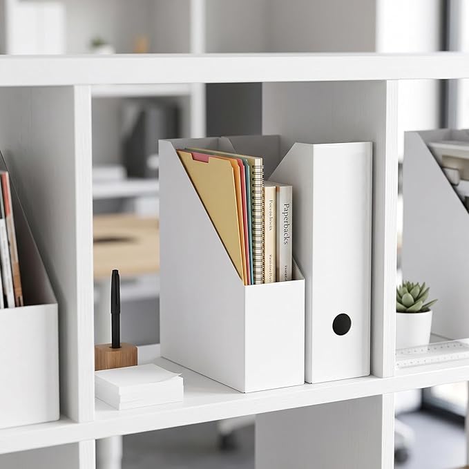 Rempry Magazine File Holders White, Foldable Cardboard Document Organizer Boxes - Image 7