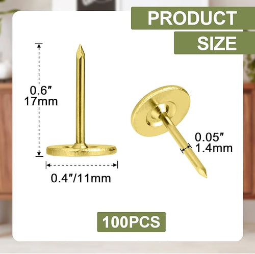 100pcs Flat Head Thumb Tacks for Wall, 0.4" x 0.6" Decorative Wall Pins Nails - Image 2