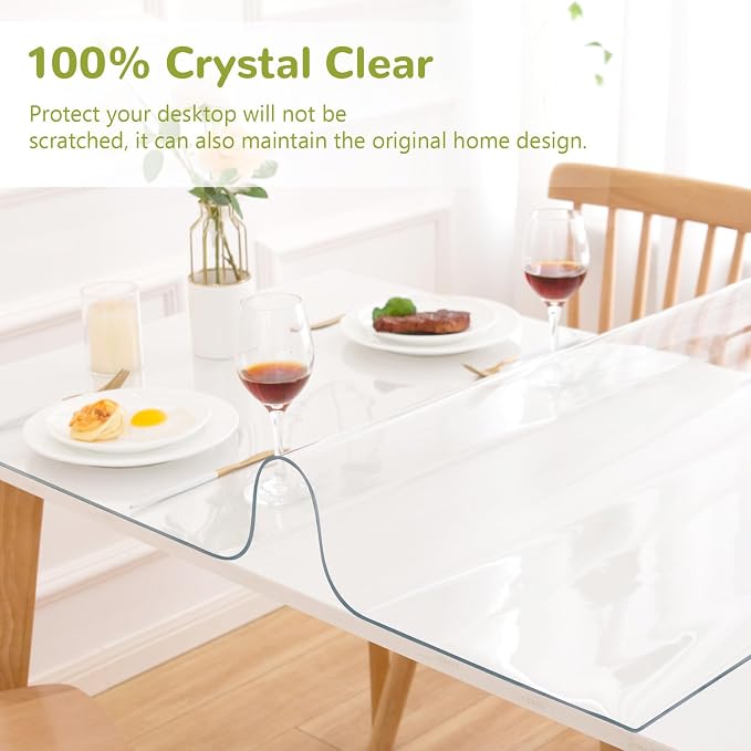 32 x 54 Inch Clear Table Cover Protector, 1.5mm Plastic Table Cover, Waterproof - Image 5