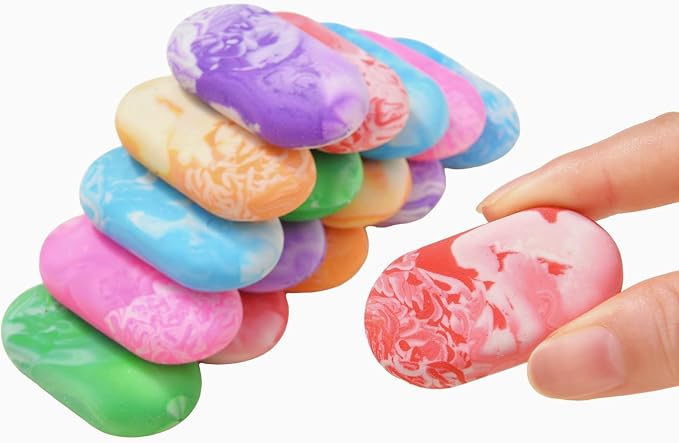19PCS Cute Marble Erasers for Kids Bulk, Oval Fun for Classroom Back to School by MakeChoicesSimpler