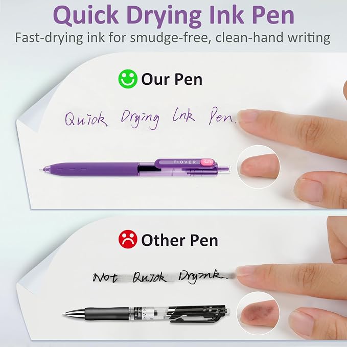 FIOVER Colored Gel Pens, 0.5mm Quick Dry Ink Fine Point Smooth Writing Colorful - Image 5