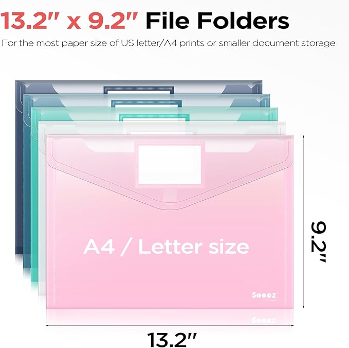 Sooez 10Pack Plastic Envelopes, Plastic File Folders, Super Heavyweight - Image 6