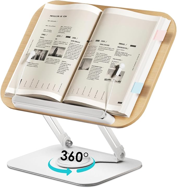 Viozon Book Stand for Reading, Book Holder, Height&Angle Adjustable, 360° by viozon