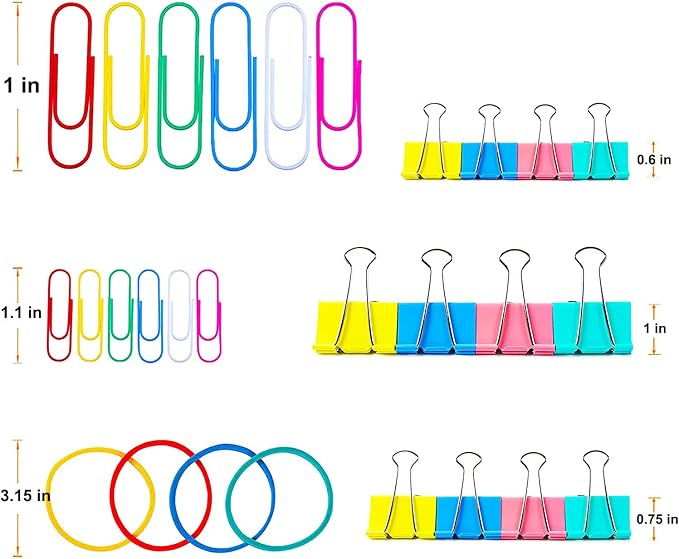 Vinaco 300PCS Paper Clips and Binder Clips Assorted Sizes, Colored Paper Clips - Image 3
