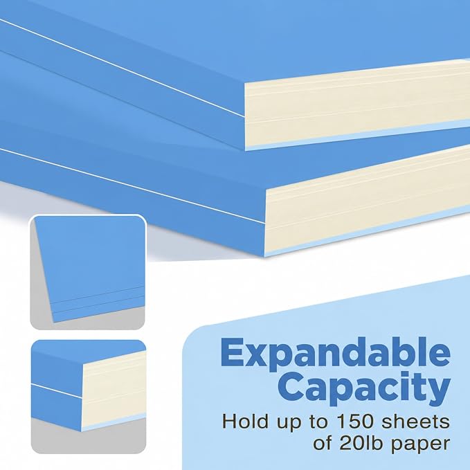 Blue File Folders 100 Pack, Letter Size 8.5 x 11, 1/3-Cut Tab Colored File - Image 3