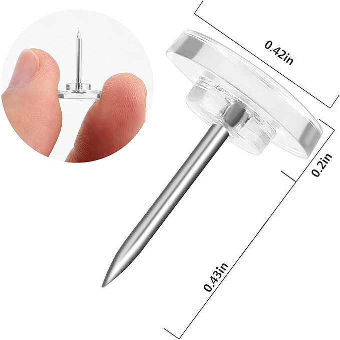 Push Pins 200-count Flat Thumb Tacks Steel Point and Plastic Head - Image 3