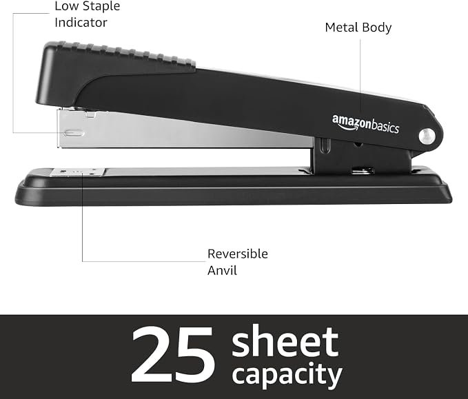 Amazon Basics Full-Strip Metal Office Desktop Stapler, 20 Sheet Capacity - Image 2