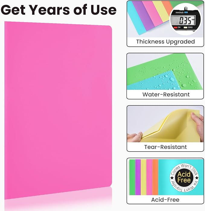 Sooez 6Pack Folders with Pockets, Pastels Colors, Heavy Duty Pocket Folder - Image 3