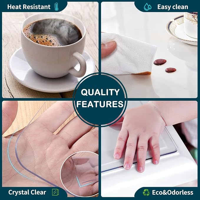 60x72 Inch Clear Plastic Table Protector Thick Wipeable PVC Vinyl Tablecloth - Image 5