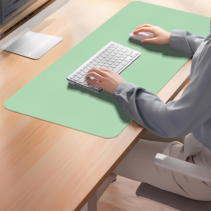 Desk Pad Mat, Leather Green Desk Mat - Image 7