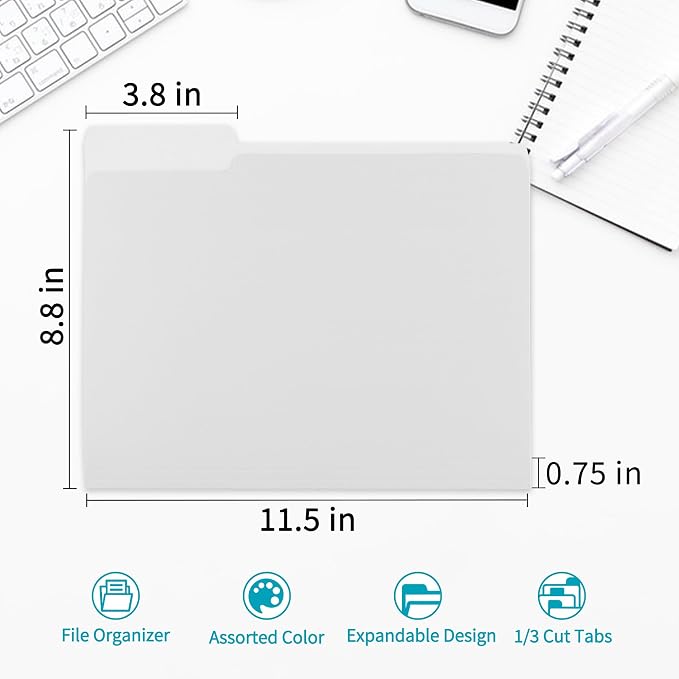 100 Packs Colored File Folders, Two Tone Color File Folder 8.5 x 11 Inch - Image 2