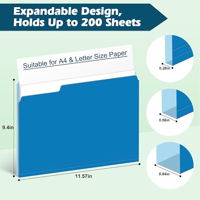 Two-Tone Color File Folders, 15 Pack Letter Size Folders - Image 4