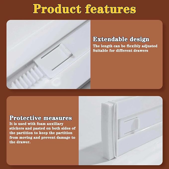 12 Pcs Drawer Dividers for Clothes, 3.15" High 11.34"-19.69" Adjustable - Image 3