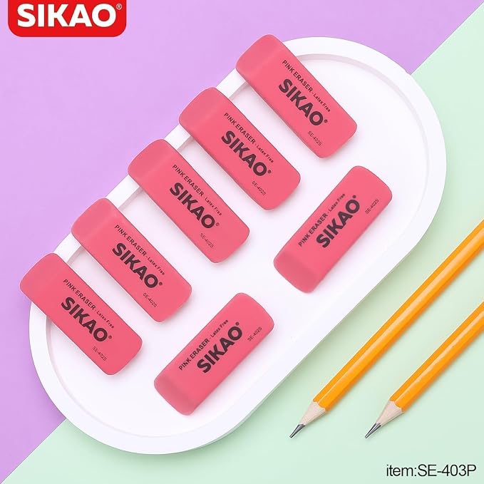 Pink Erasers, 12 Pack Pencil Erasers | Latex-Free & Smudge-Free Beveled Rubber - Image 8