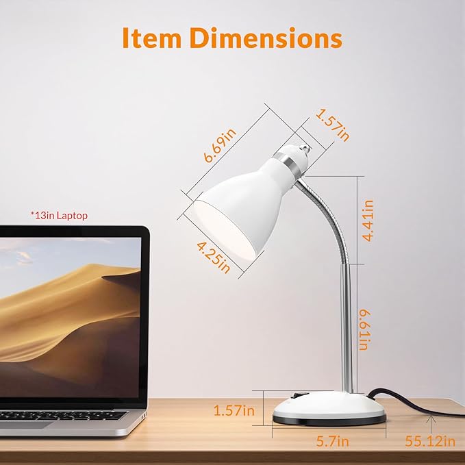 LEPOWER Metal Desk Lamp, Adjustable Goose Neck Table Lamp, Eye-Caring Study - Image 2