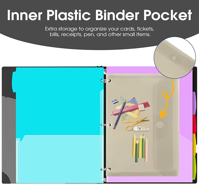 INFUN 1 Inch Telescoping Project Organizer Binder-2PCS, 13 Pocket, Customizable - Image 5