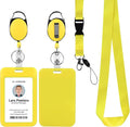 Yellow Lanyard with Vertical Id Holder, Retractable Heavy Duty Oval Carabiner by happyhbt